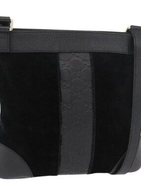 GUCCI GG Canvas Guccissima Bag Leather Suede Outlet Black 272396 Auth ep14504A